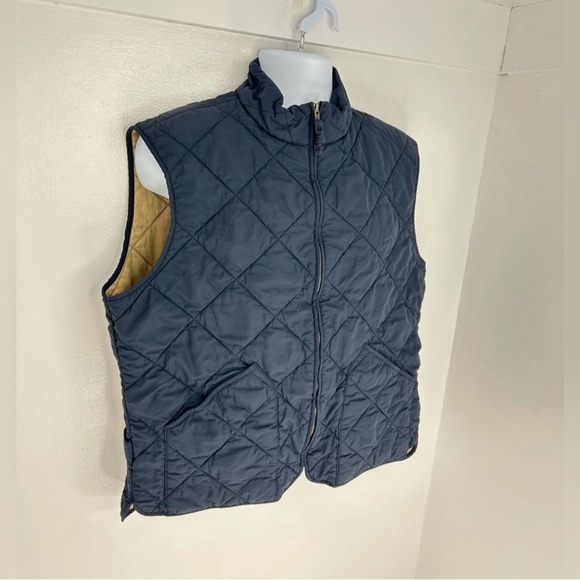 J.Crew Authentic Outerwear Quilted Vest XL Navy Blue Tan Lining - Picture 3 of 13